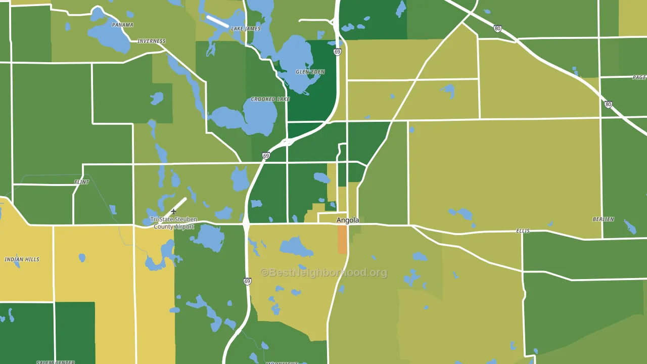 Steuben County, IN block-group voter-turnout map
