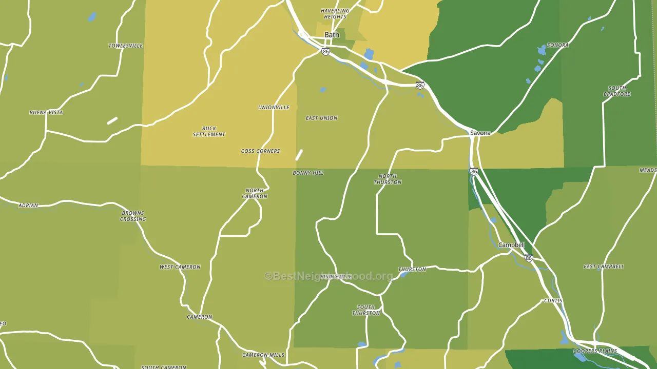 Steuben County, NY block-group voter-turnout map