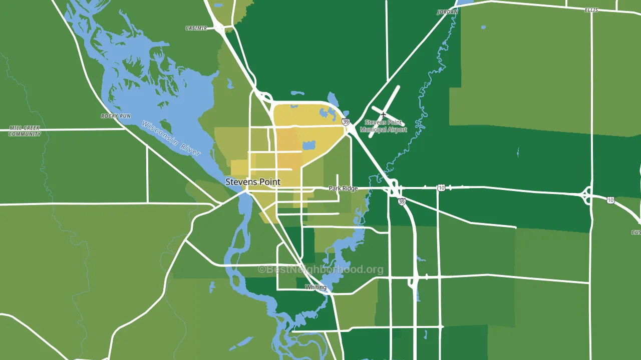 Stevens Point, WI block-group voter-turnout map