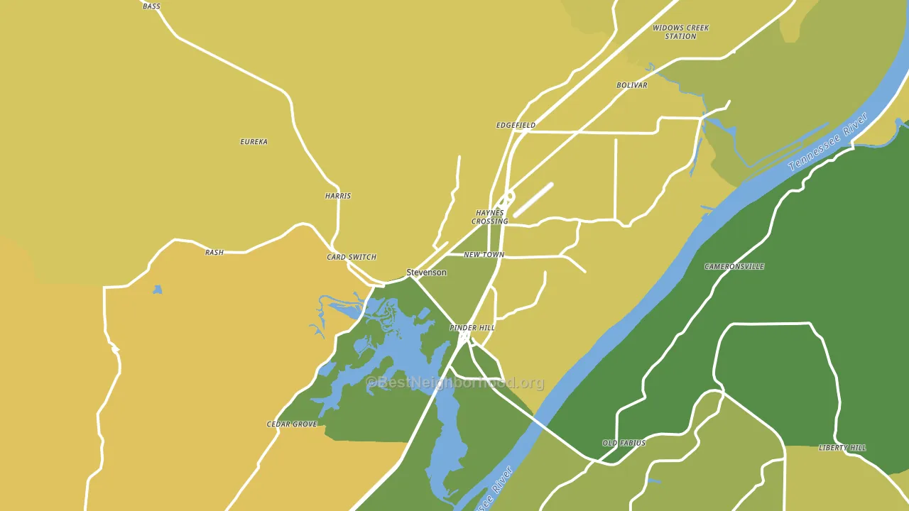 Stevenson, AL block-group voter-turnout map