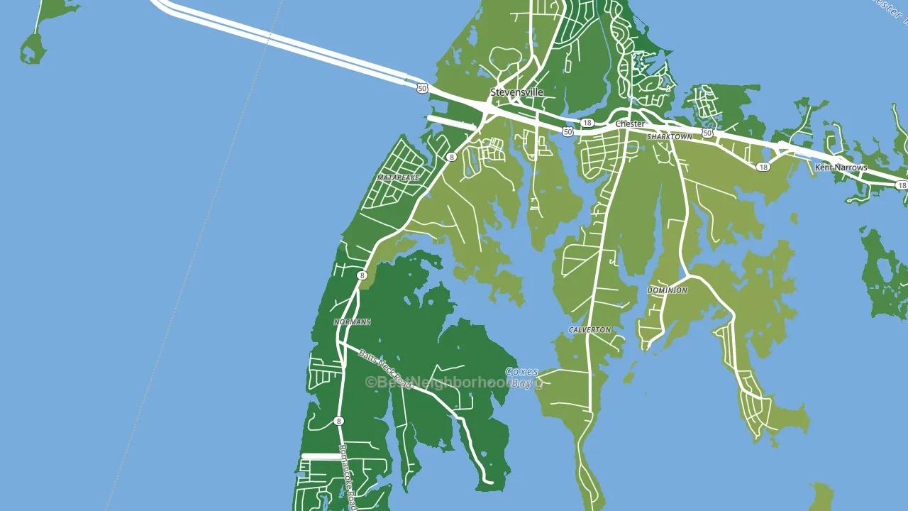 Stevensville, MD block-group voter-turnout map
