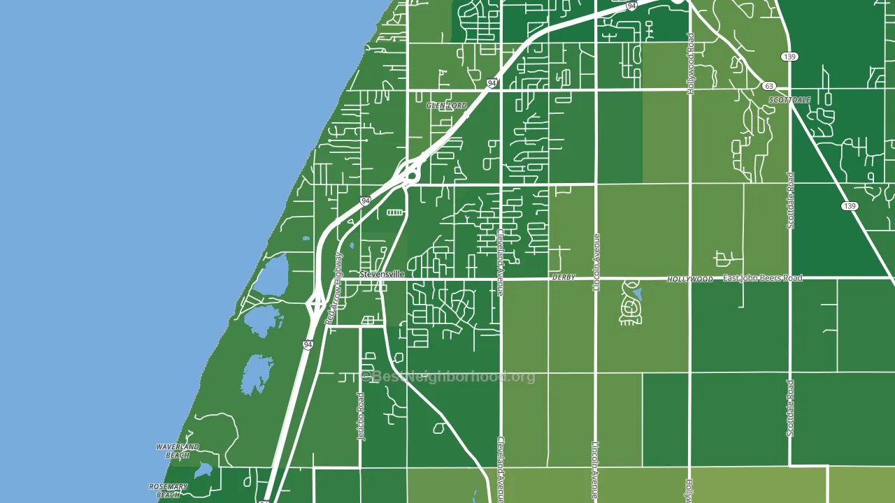 Stevensville, MI block-group voter-turnout map