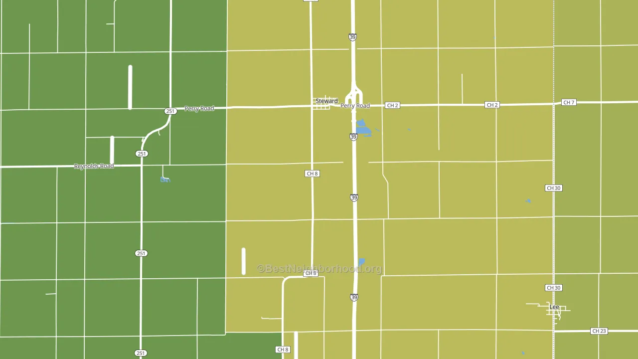 Steward, IL block-group voter-turnout map