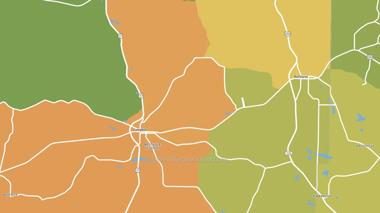 Stewart County, GA block-group voter-turnout map