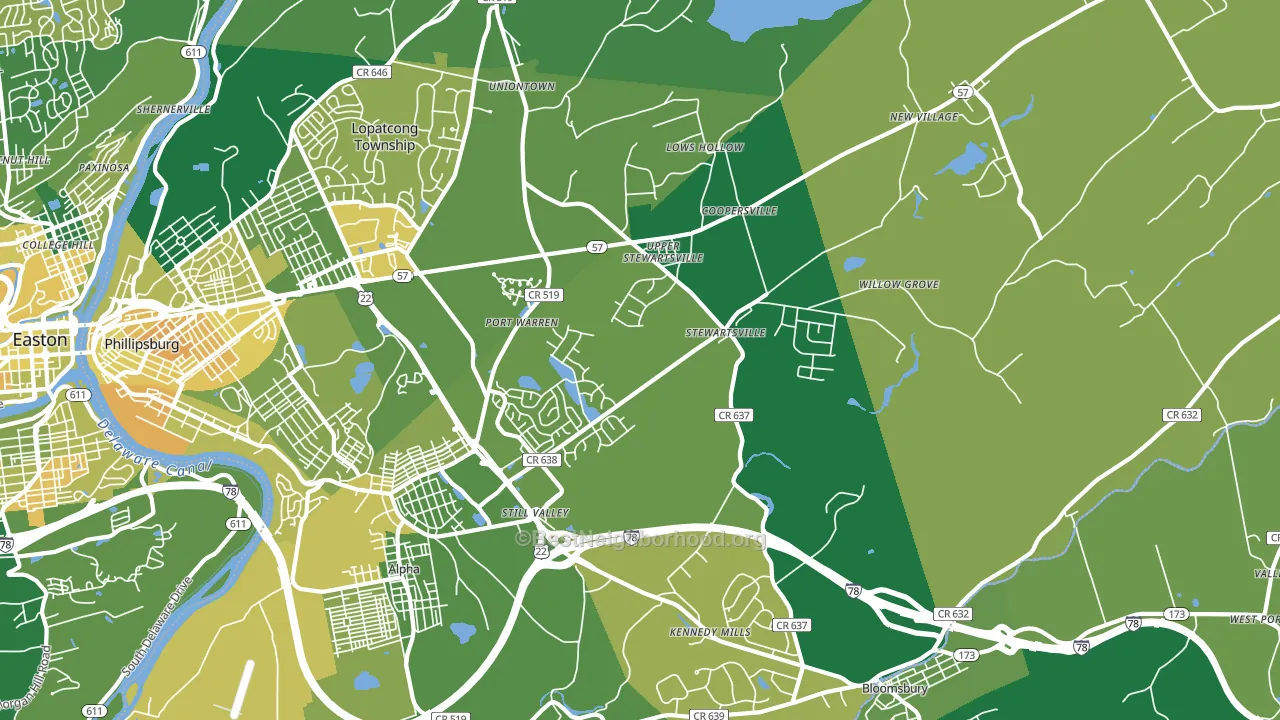 Stewartsville, NJ block-group voter-turnout map