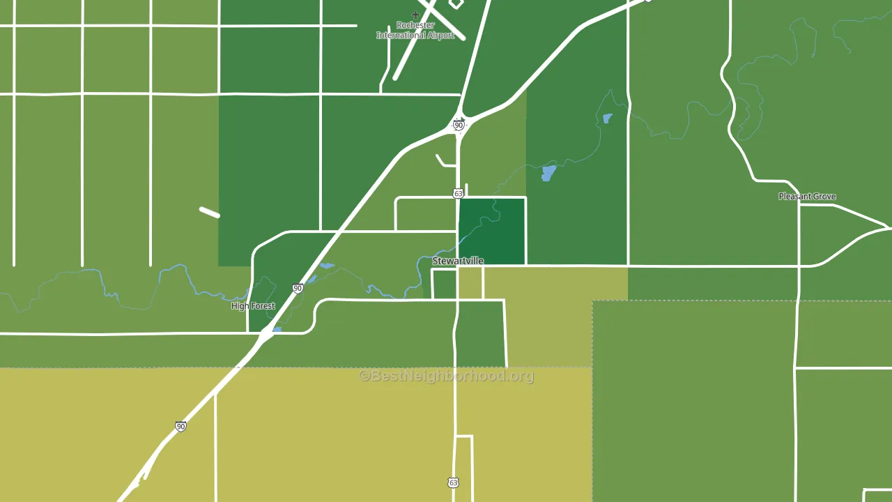 Stewartville, MN block-group voter-turnout map