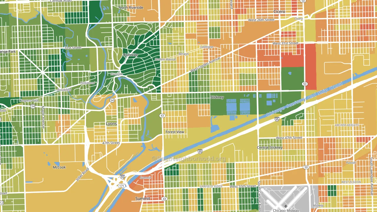 Stickney, IL block-group voter-turnout map