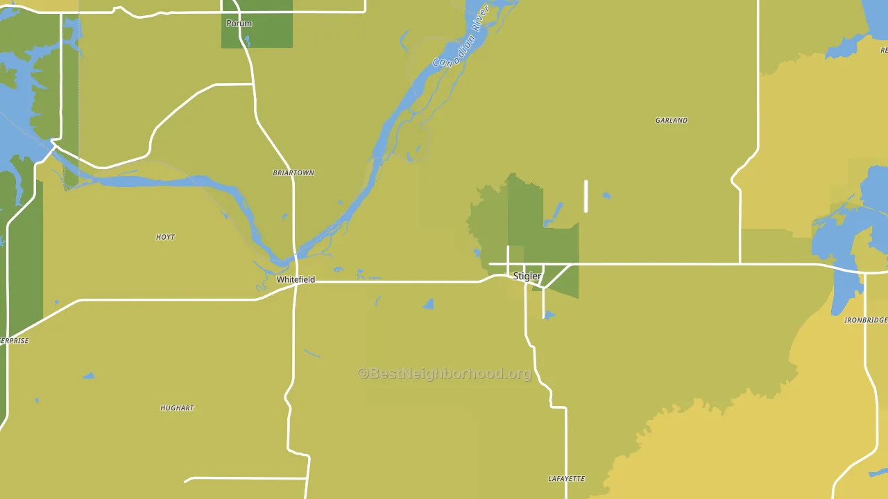 Stigler, OK block-group voter-turnout map