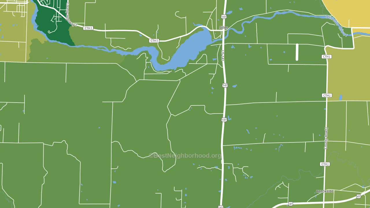 Stiles, WI block-group voter-turnout map