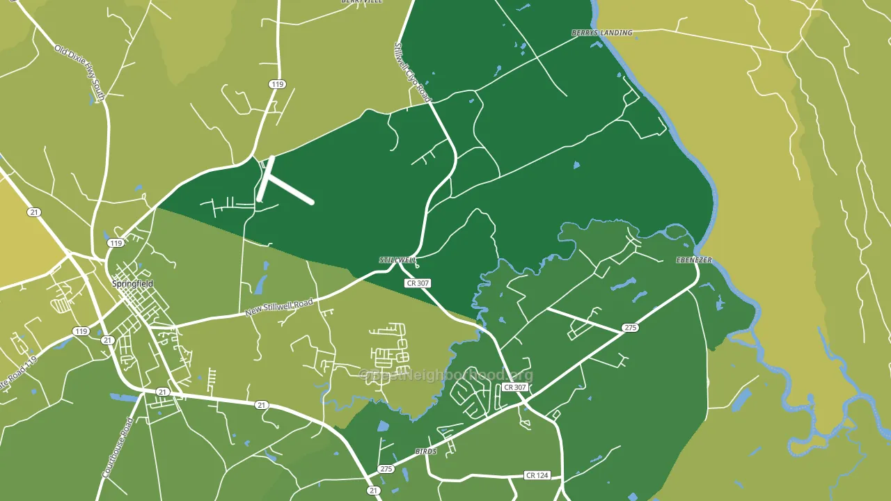 Stillwell, GA block-group voter-turnout map