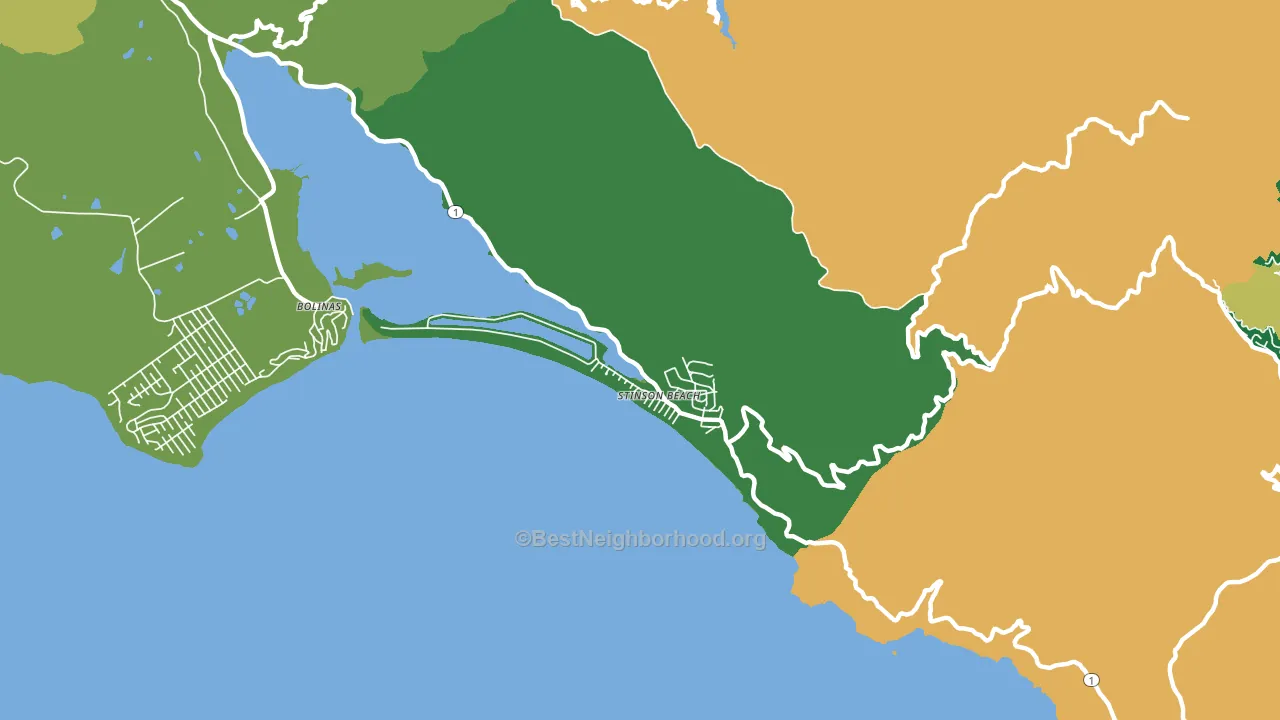 Stinson Beach, CA block-group voter-turnout map
