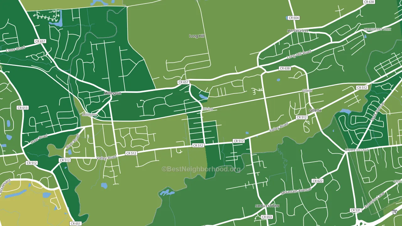 Stirling, NJ block-group voter-turnout map