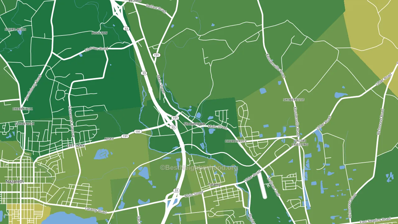 Stockertown, PA block-group voter-turnout map