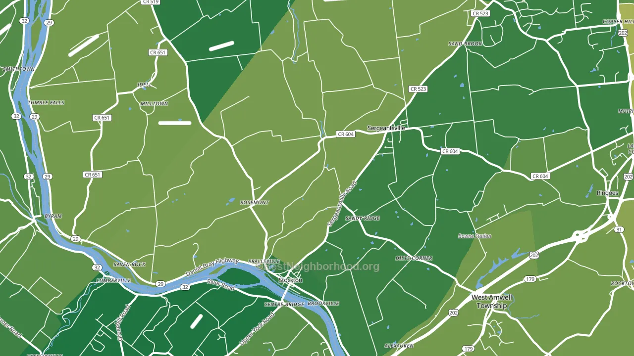 Stockton, NJ block-group voter-turnout map