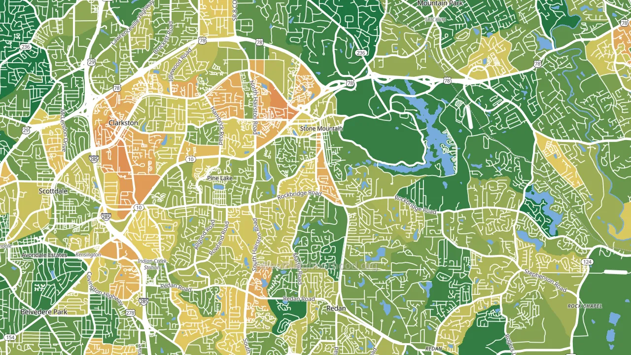 Stone Mountain, GA block-group voter-turnout map
