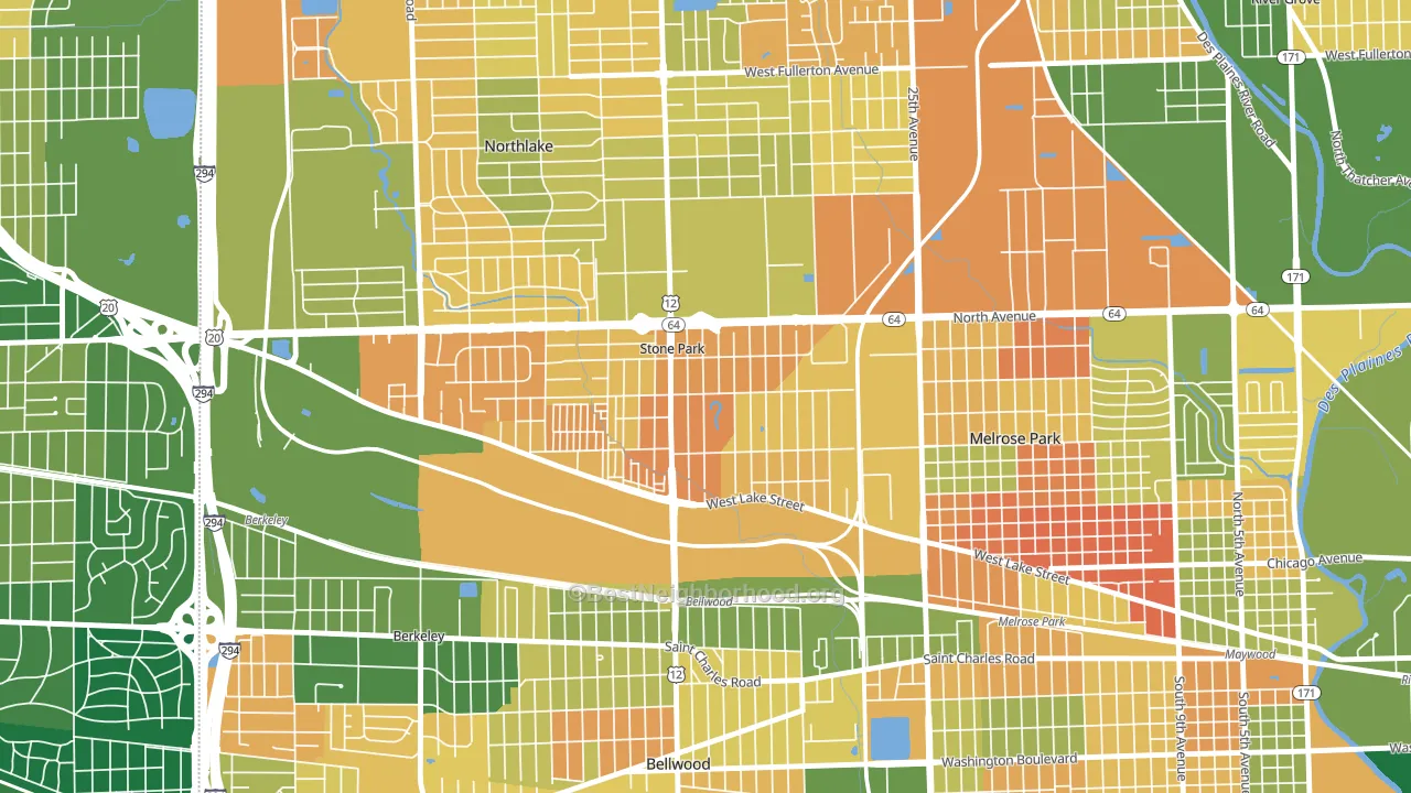 Stone Park, IL block-group voter-turnout map