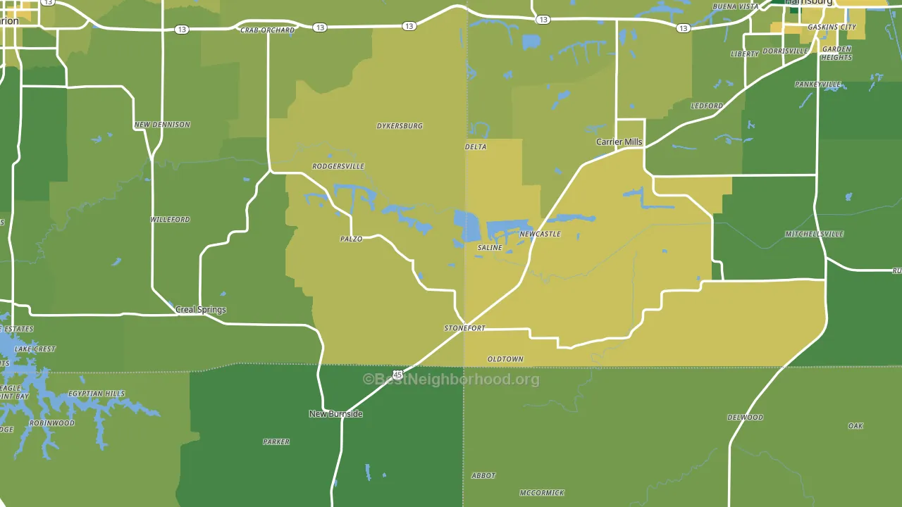 Stonefort, IL block-group voter-turnout map