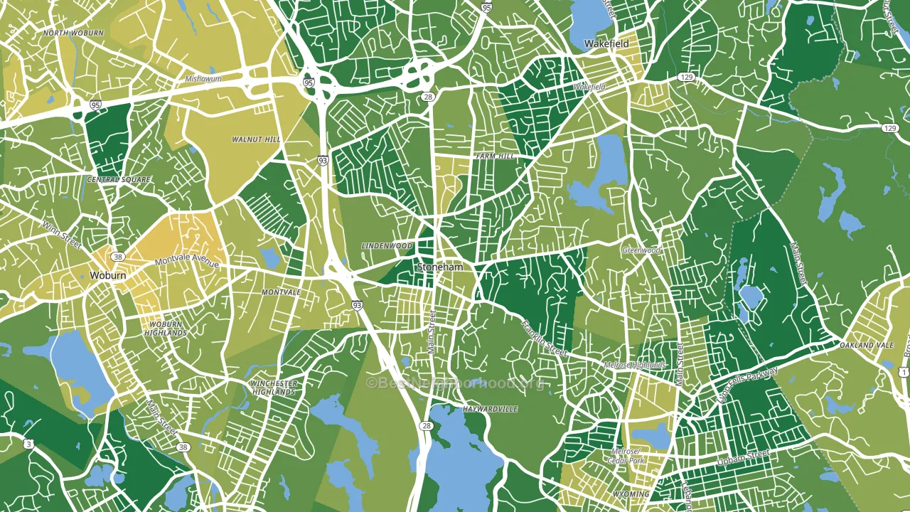 Stoneham, MA block-group voter-turnout map