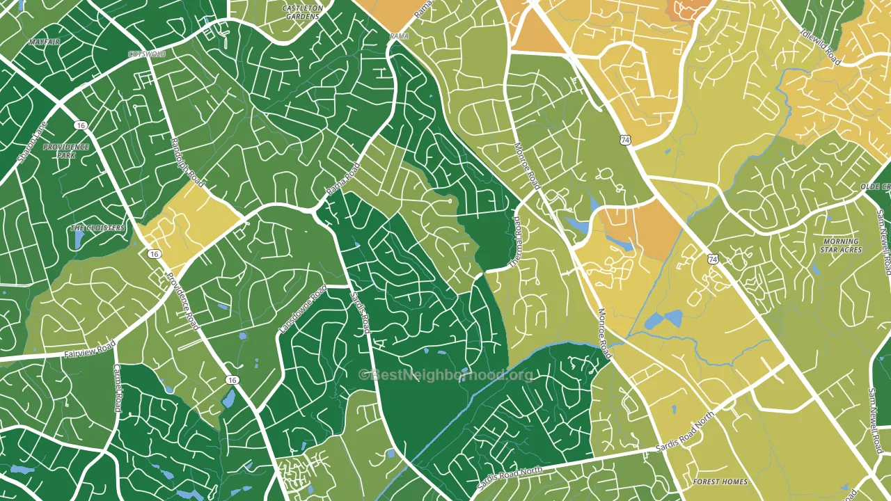 Stonehaven, Charlotte, NC block-group voter-turnout map
