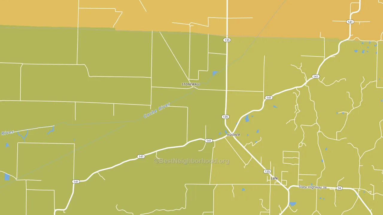Stonewall, AR block-group voter-turnout map