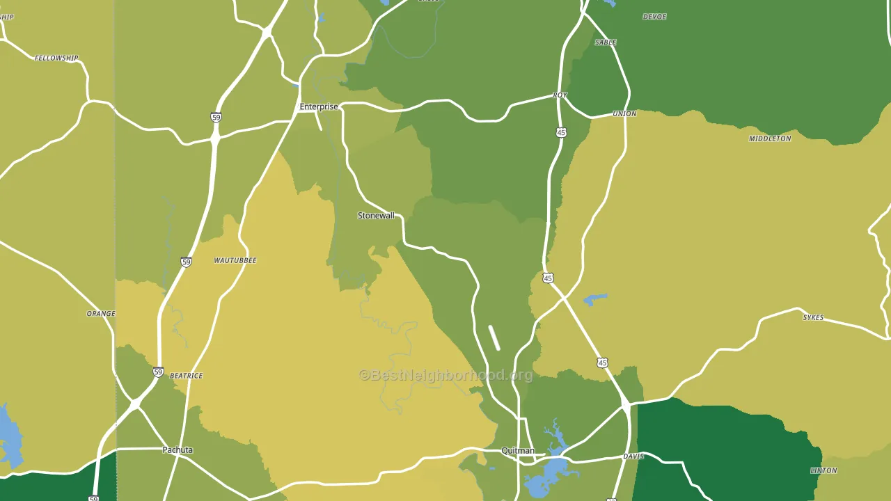 Stonewall, MS block-group voter-turnout map