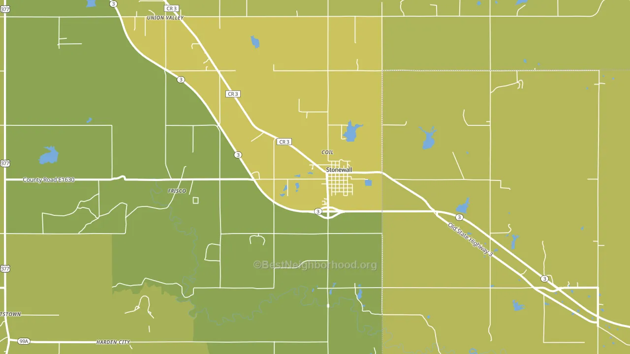 Stonewall, OK block-group voter-turnout map