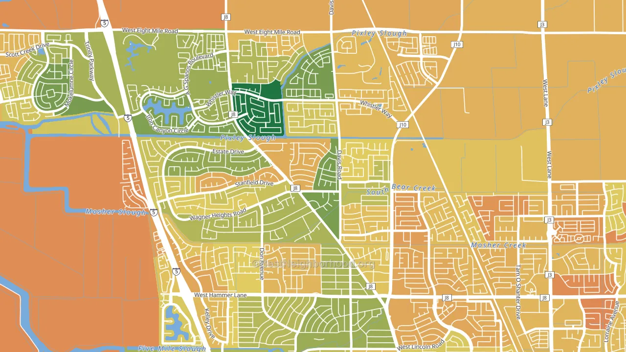 Stonewood, Stockton, CA block-group voter-turnout map