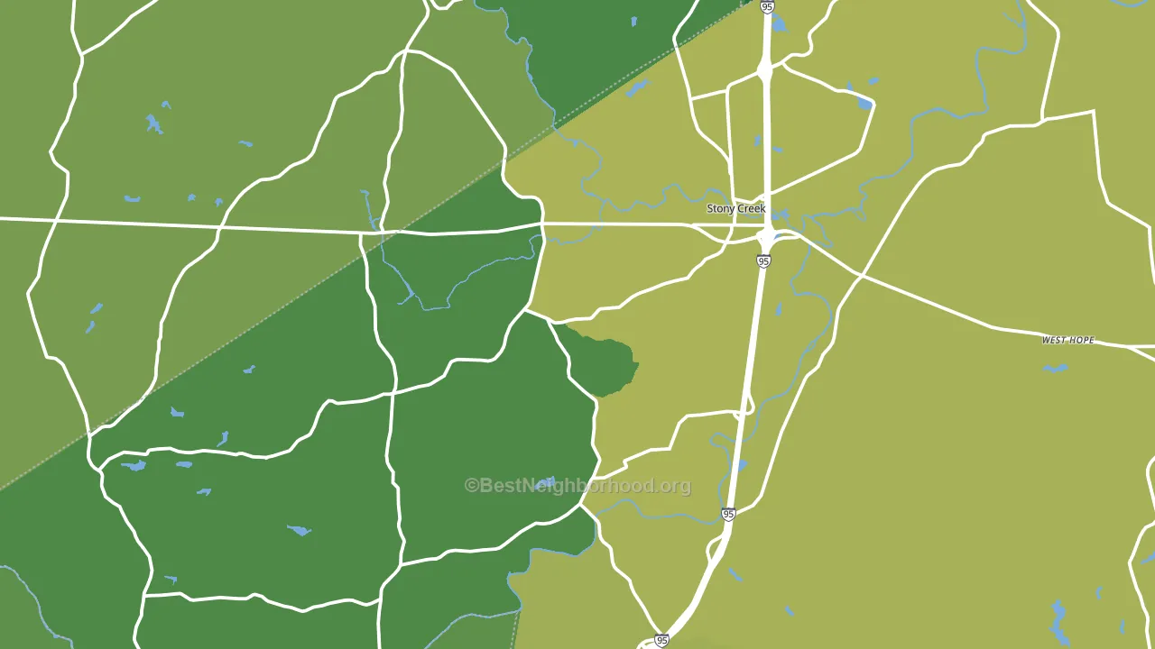 Stony Creek, VA block-group voter-turnout map