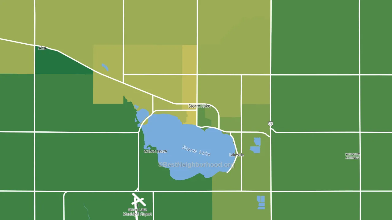 Storm Lake, IA block-group voter-turnout map