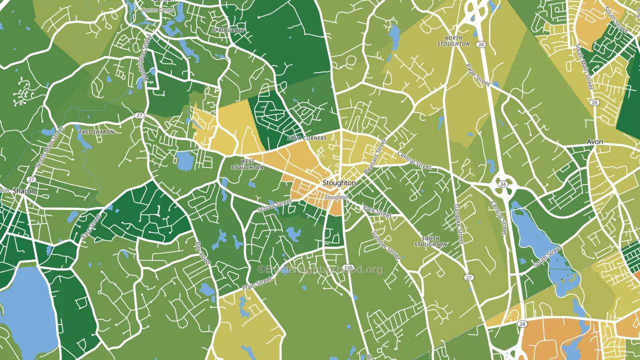 Stoughton, MA block-group voter-turnout map