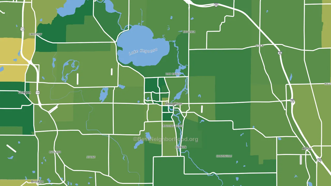 Stoughton, WI block-group voter-turnout map