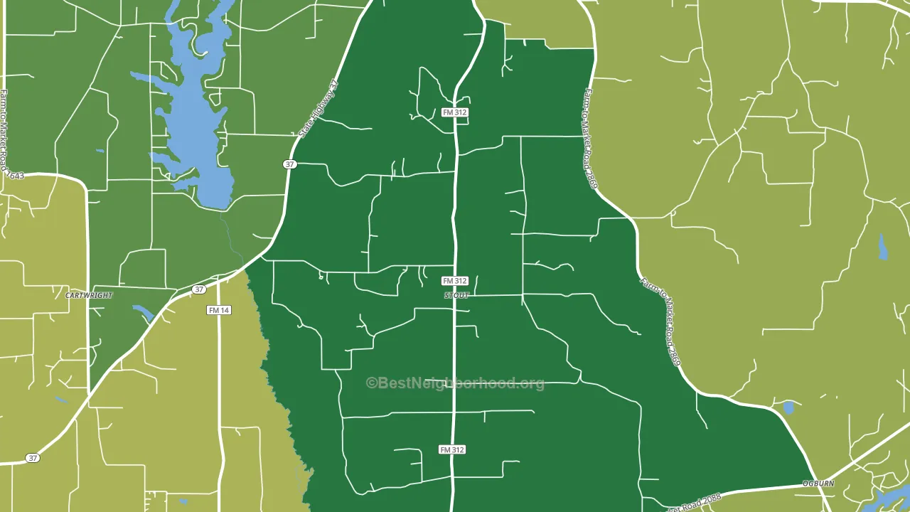 Stout, TX block-group voter-turnout map