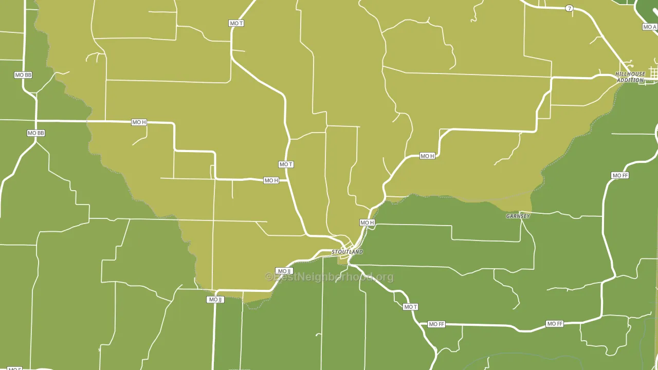 Stoutland, MO block-group voter-turnout map