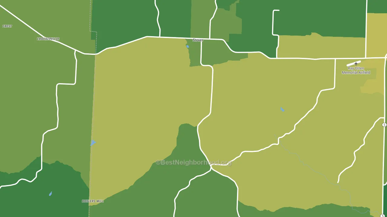 Stover, MO block-group voter-turnout map