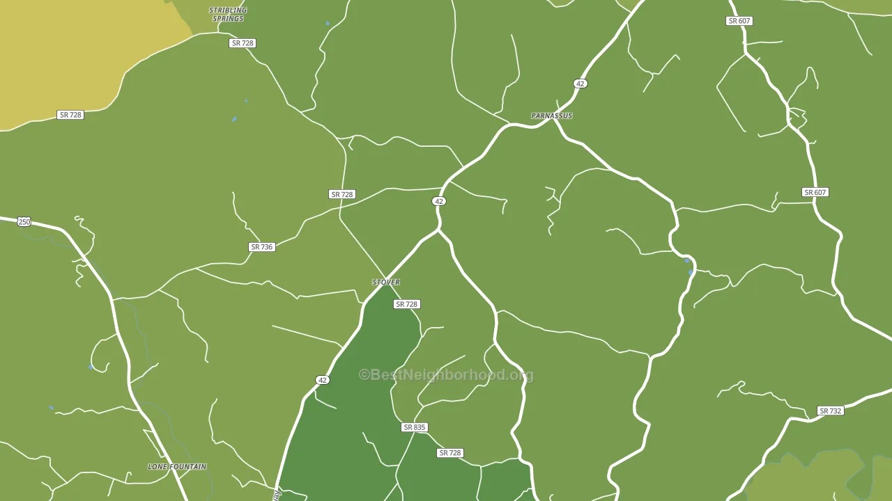 Stover, VA block-group voter-turnout map