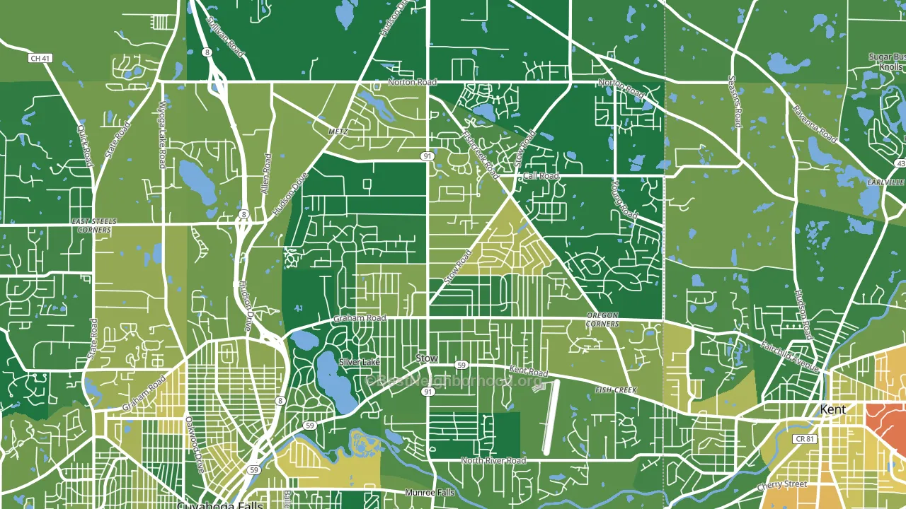 Stow, OH block-group voter-turnout map