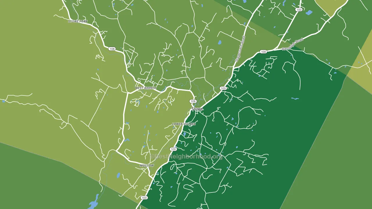 Stowe, VT block-group voter-turnout map