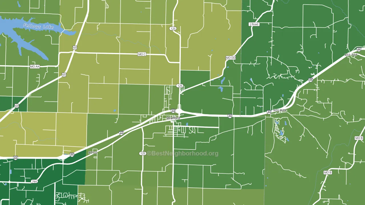 Strafford, MO block-group voter-turnout map