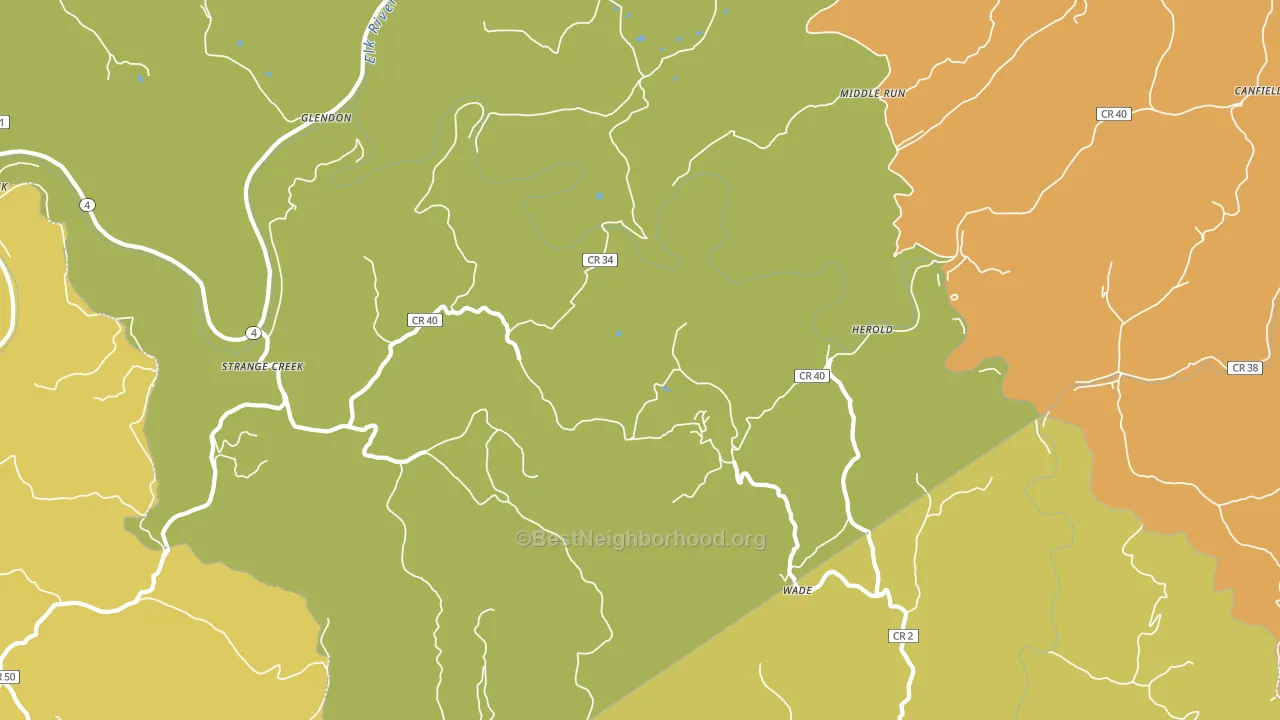 Strange Creek, WV block-group voter-turnout map