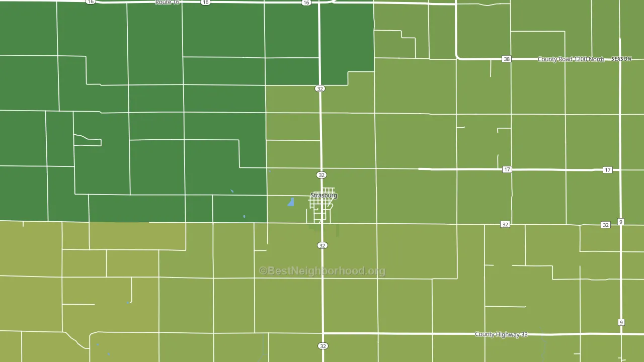 Strasburg, IL block-group voter-turnout map