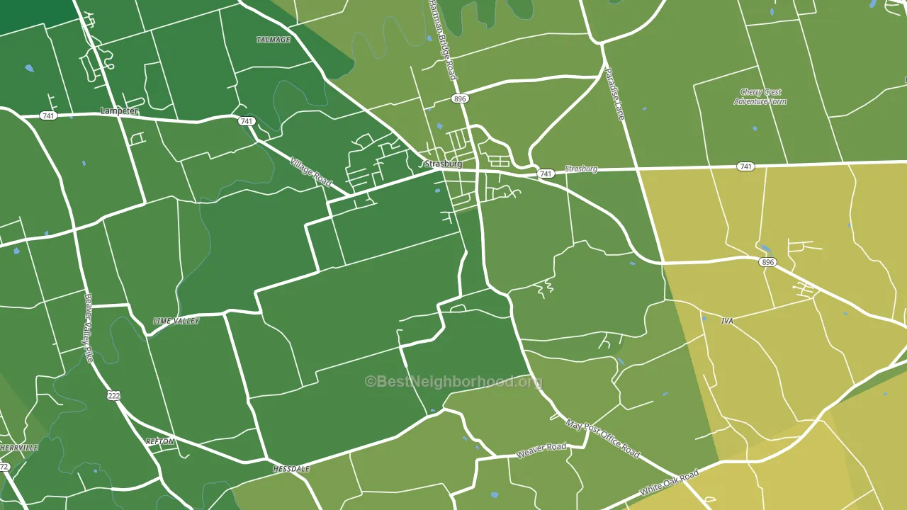 Strasburg, PA block-group voter-turnout map