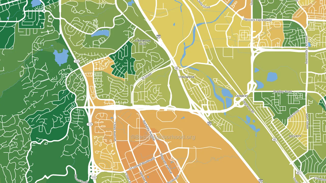 Stratmoor Hills, Stratmoor, CO block-group voter-turnout map