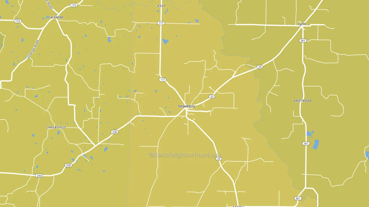 Strawberry, AR block-group voter-turnout map