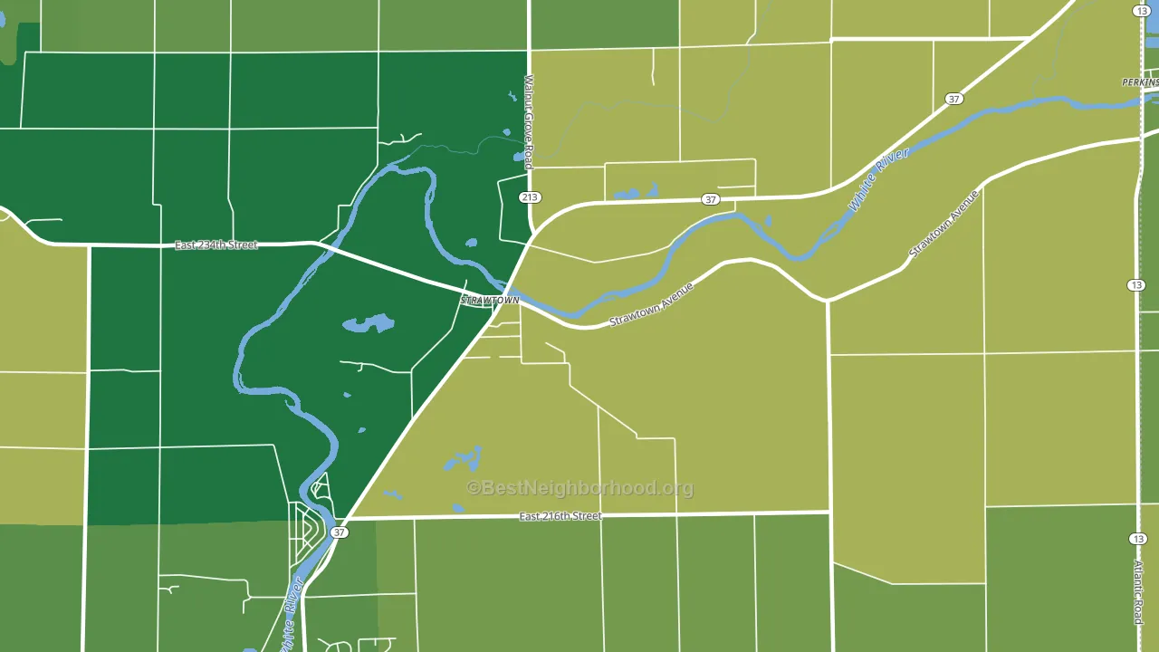 Strawtown, IN block-group voter-turnout map