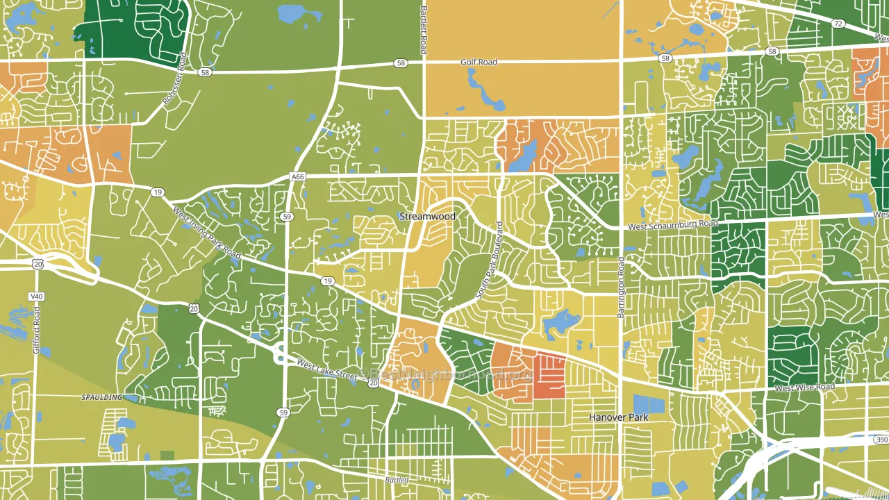 Streamwood, IL block-group voter-turnout map