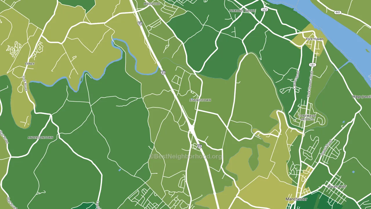 Strinestown, PA block-group voter-turnout map