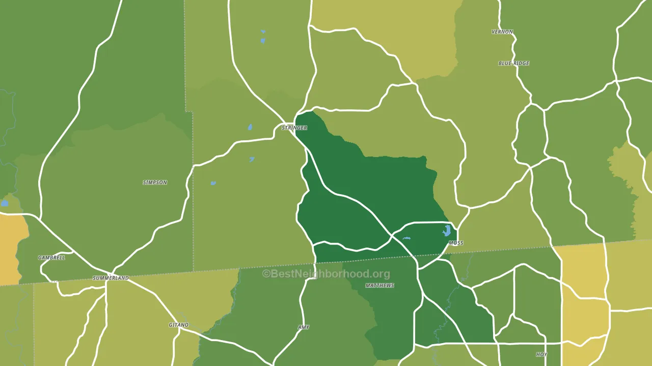 Stringer, MS block-group voter-turnout map
