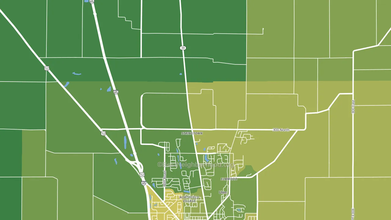 Stringtown, IN block-group voter-turnout map