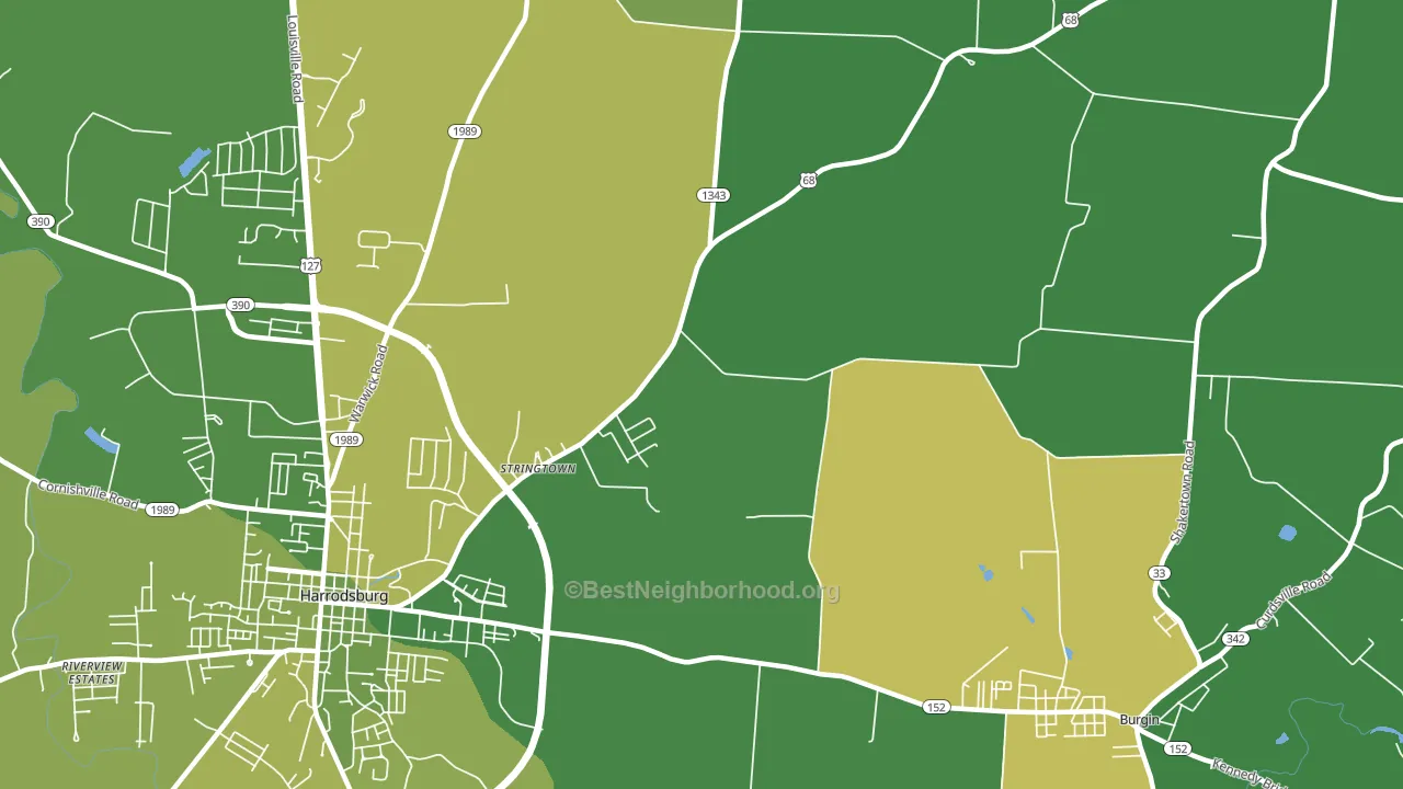 Stringtown, KY block-group voter-turnout map