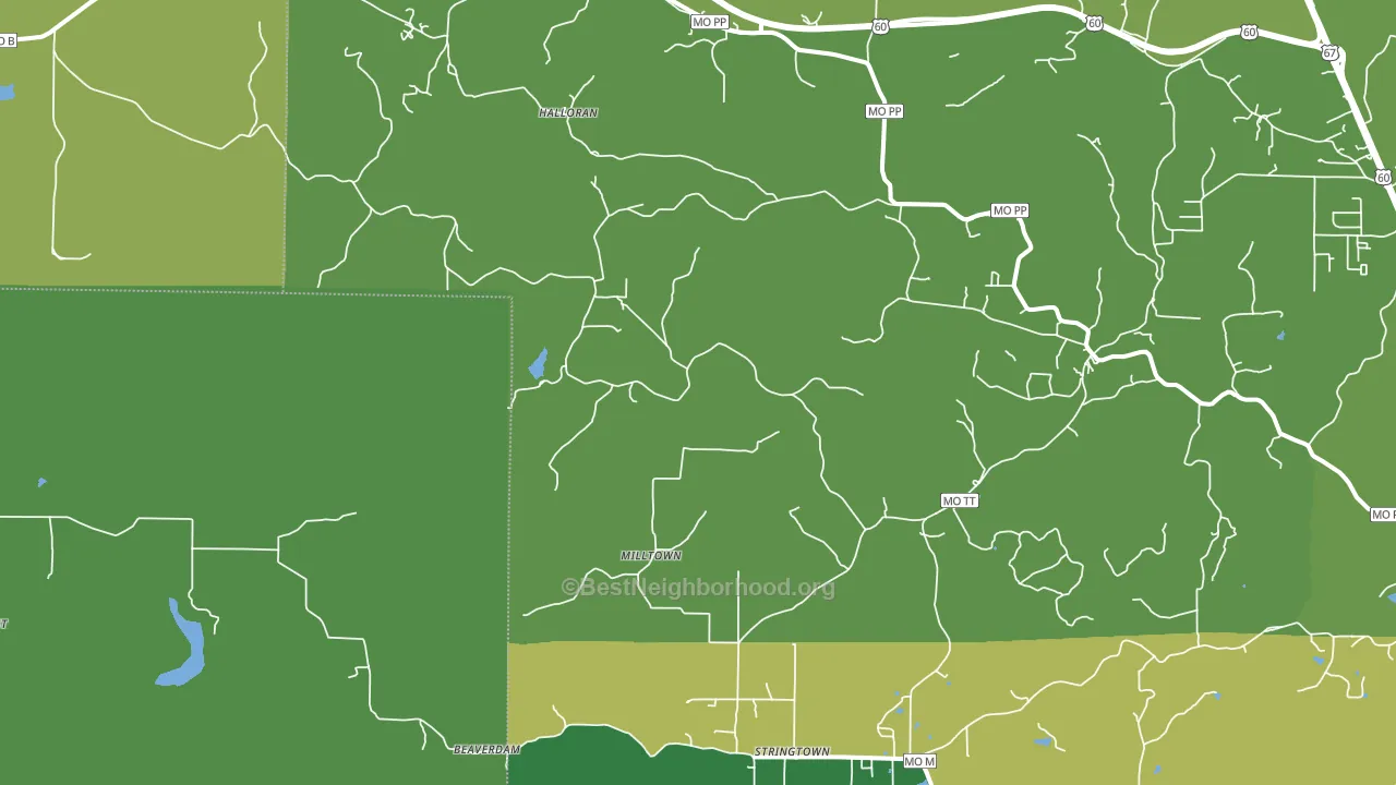 Stringtown, MO block-group voter-turnout map